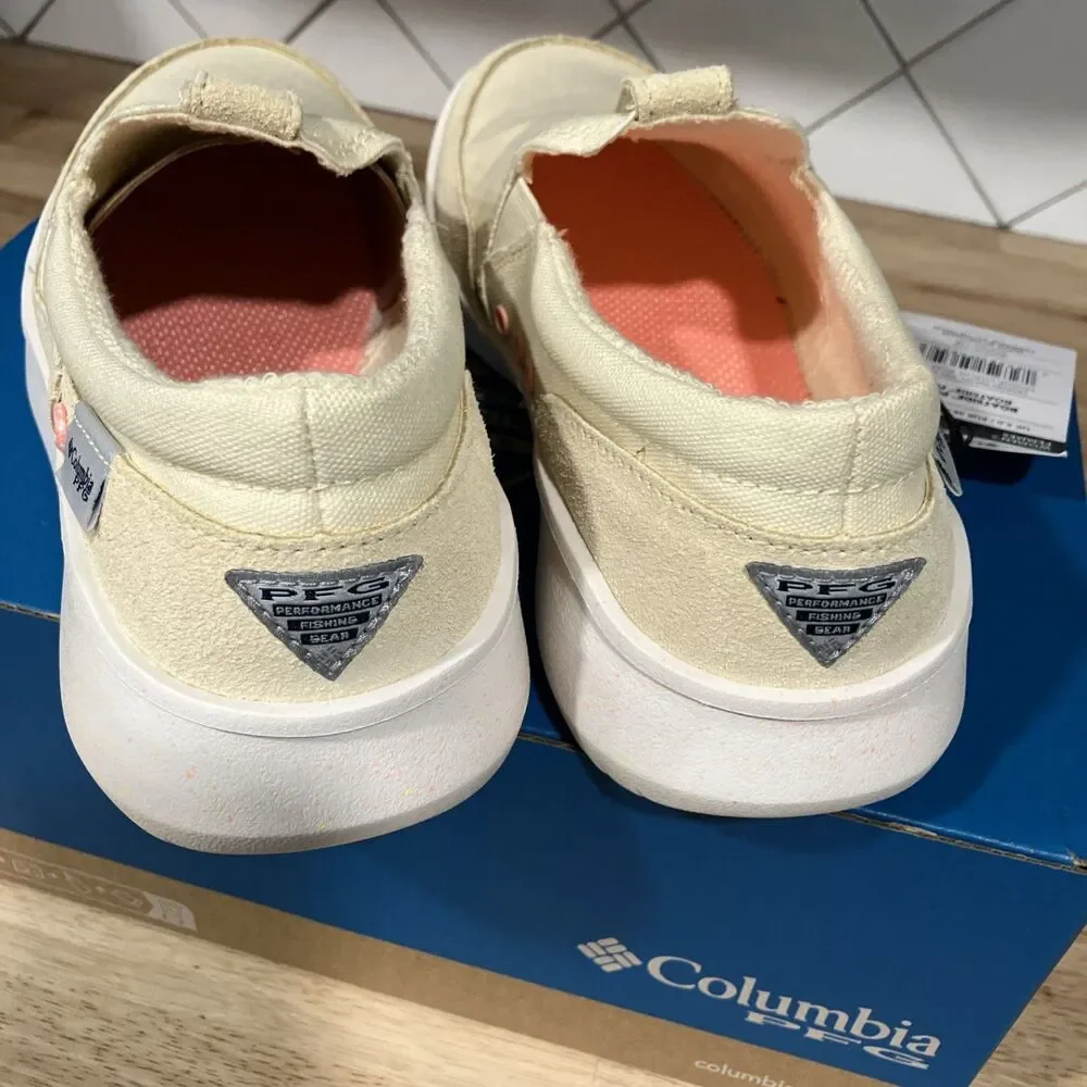 Columbia Boatside PFG Womens Casual Shoe, Lemon Wash/Orange Accent, Slip-On Sz 7